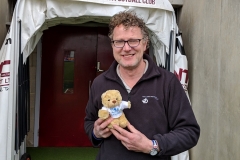 Tim  & #bowelbear Charlie by the tunnel at Northampton Town FC